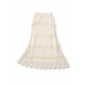 NWT Vtg Crochet Knit Maxi Size Small Cream Boho Fairy Cottagecore Retro Hippie